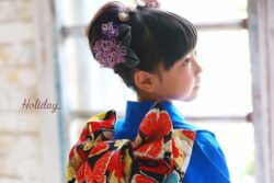 Holiday Photo studioでの紫陽花の水引髪飾りご使用例。